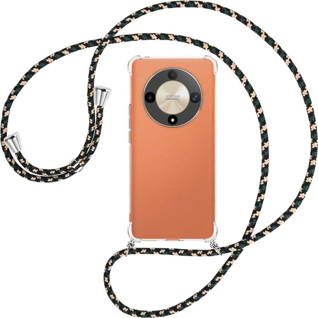 Handykette Backcover-Schutzhülle mit Band (Metall silberfarben) für Honor X9b (6.78'') - camouflage