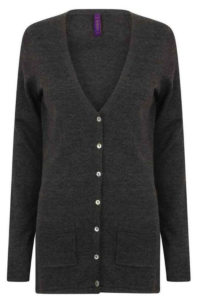 Henbury - Strickjacke für Damen, V-Ausschnitt, Leicht LT4116 (4XL) (Grau meliert)