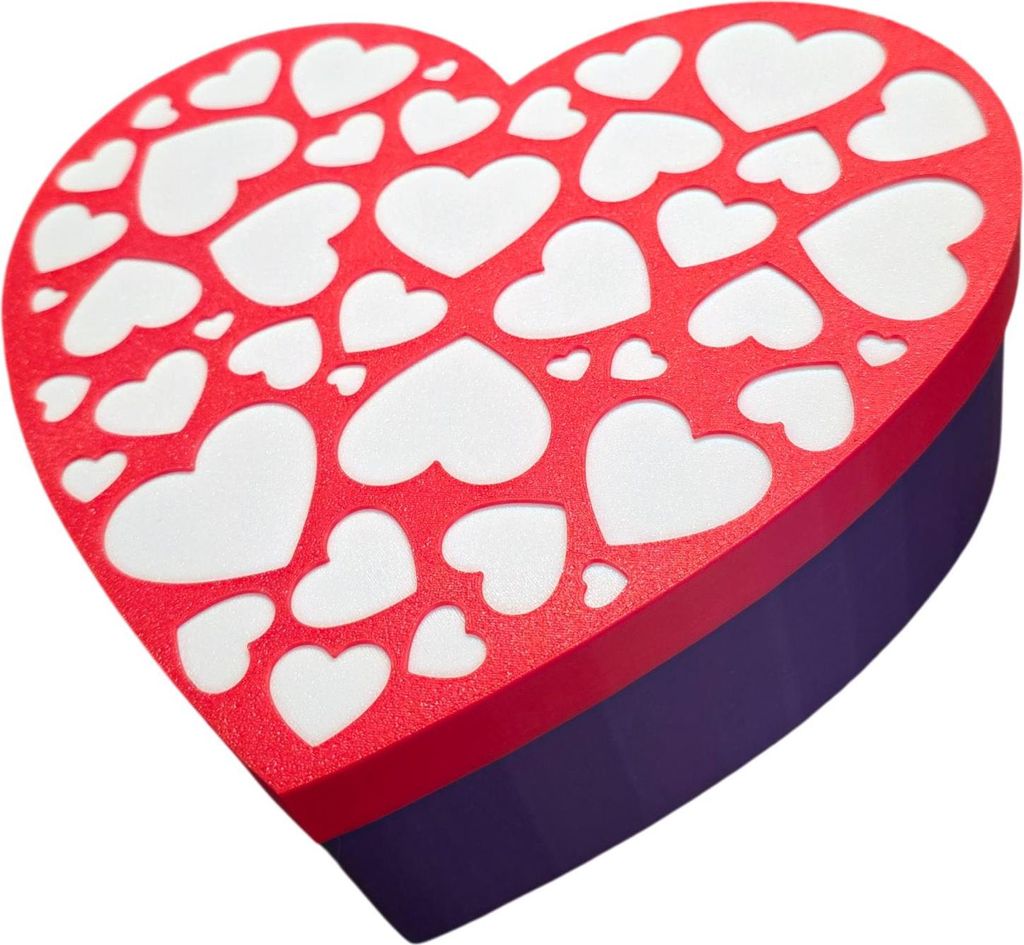 Geschenkbox Herz mit Deckel ca. 20cm groß Violett Rot Weiß