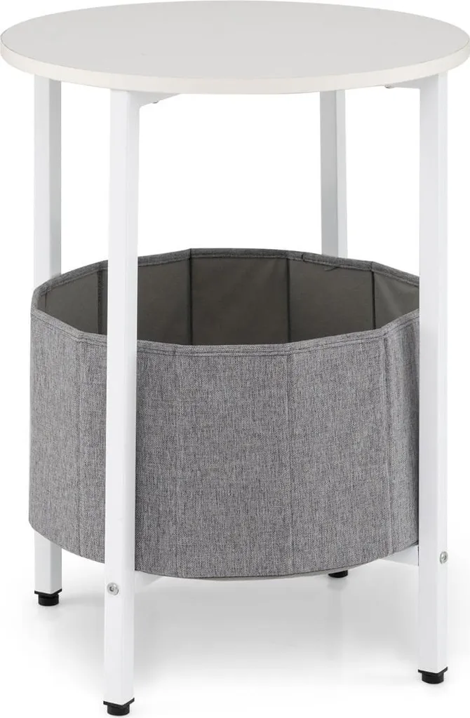 Table d'appoint ronde avec panier de rangement en feutre gris foncé