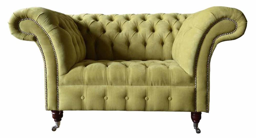 Chesterfield Sessel Textil Design Sofa Stoff Couch Sofas Polster Grau Neu