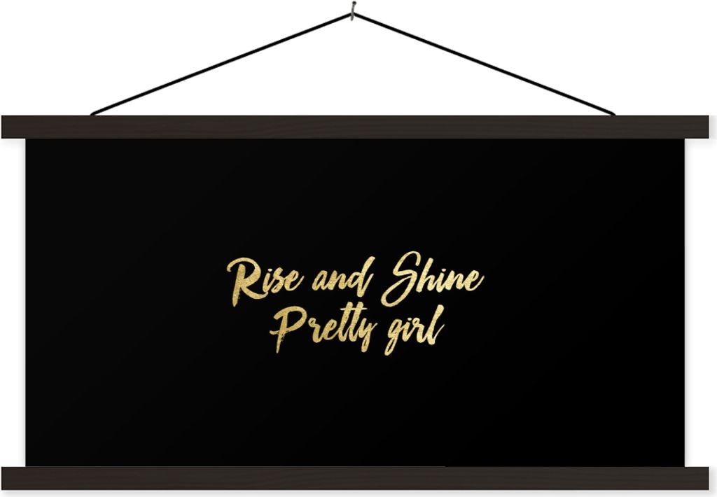 MuchoWow Textilposter Zitat - Selbstvertrauen - Gold - Schwarz 120x60 cm mit schwarzem Rahmen - Dekoration Schlafzimmer