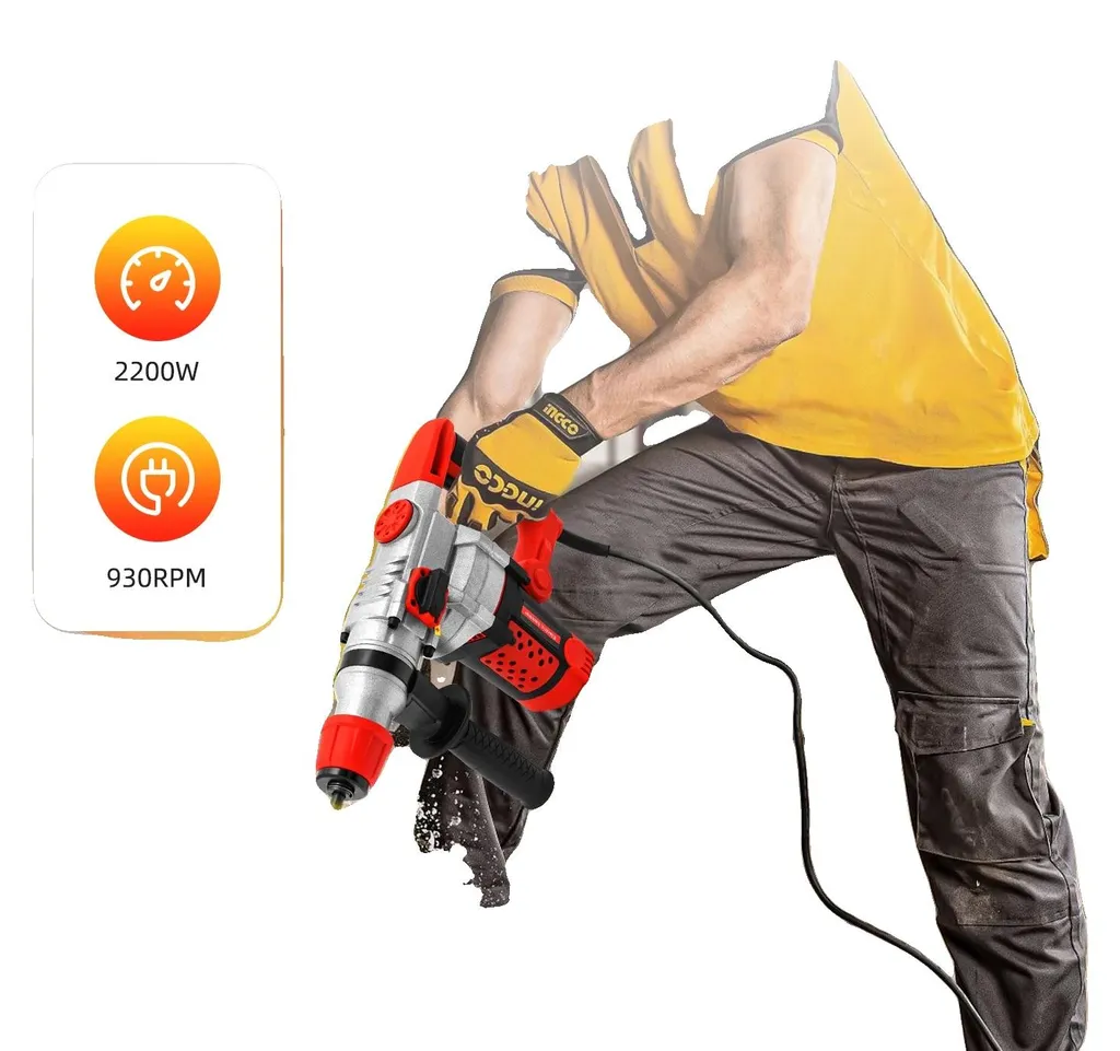 Perforateur Burineur Portatif 2200W avec Poignée Ergonomique Confort