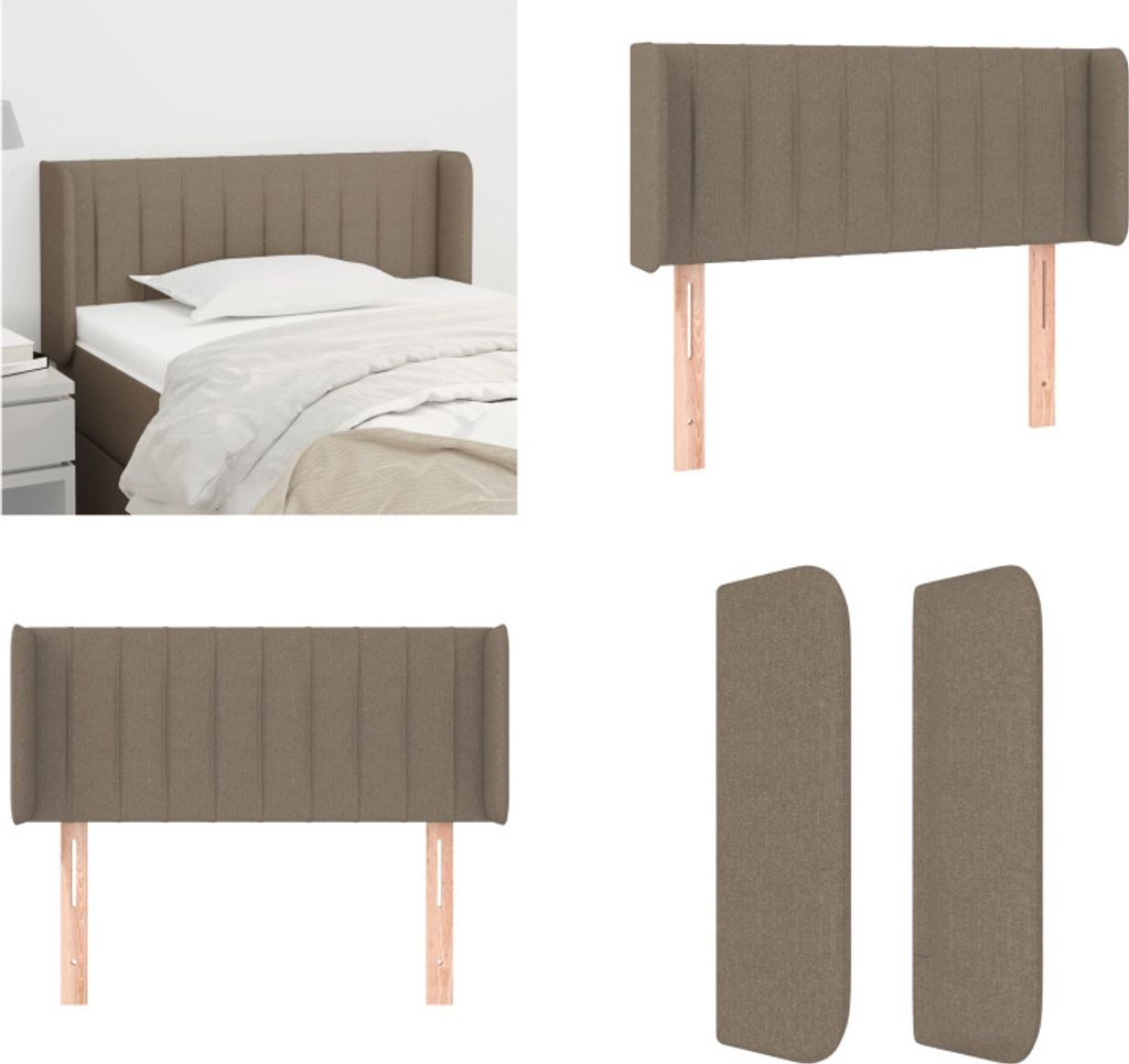 vidaXL Kopfteil mit Ohren Taupe 103x16x78/88 cm Stoff - Produktbild 