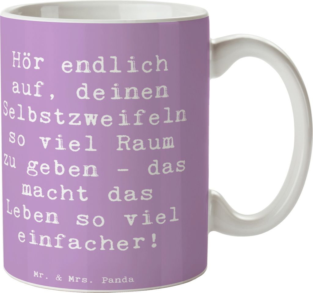 Mr. & Mrs. Panda Tasse Spruch Zweifel an sich selbst - Lavendeltraum - Geschenk, Kaffeetasse, Zitat, einzigartig, Henkelbecher, Motivation, Gefühl...