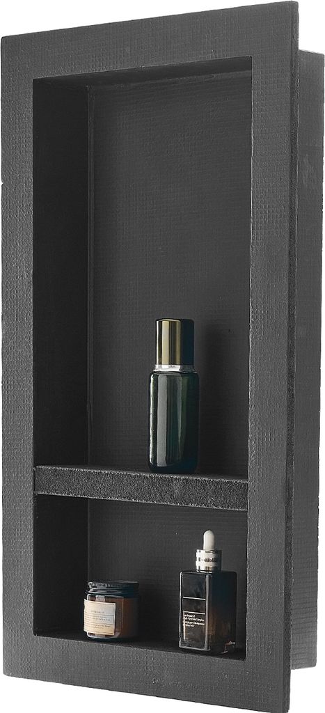 VEVOR Duschnische, 4 x 16 x 28 Zoll, Seifen- und Shampoo-Organizer, versiegeltes Design, schwarz, für Badezimmerduschen