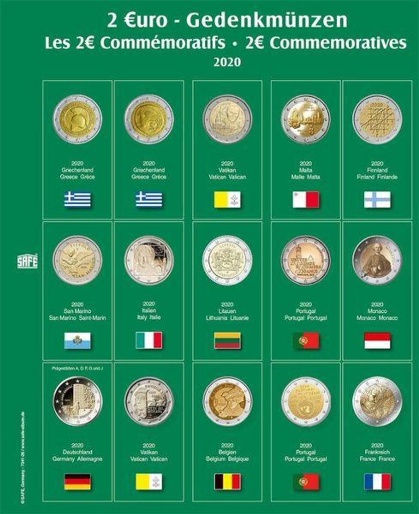 SAFE 7341-26 Münzblatt mit Vordruck für 2 EURO 2020
