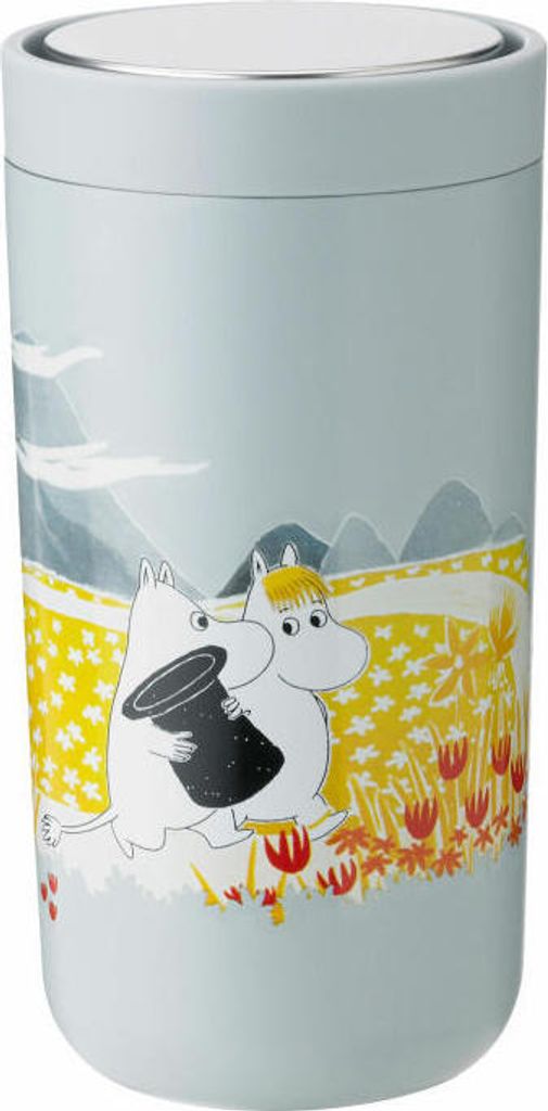 Stelton Thermobecher To Go Click Moomin Soft Sky, Isolierbecher, Edelstahl, Kunststoff, Blau, 200 ml, 1370-7