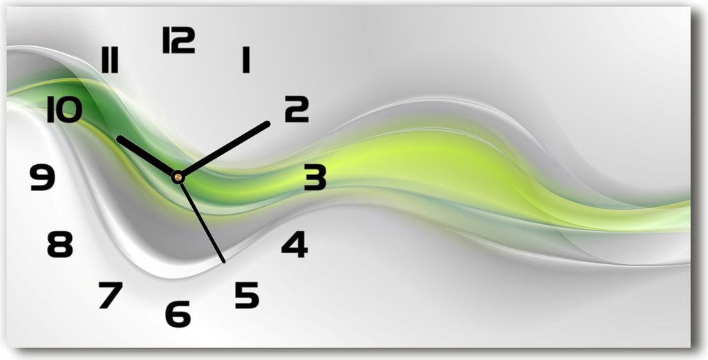 Wanduhr aus Glas – 60x30 cm - Glasbild - Glasuhr - Gehärtetes Glas - schwarze-zeiger - Wellen Abstraktion