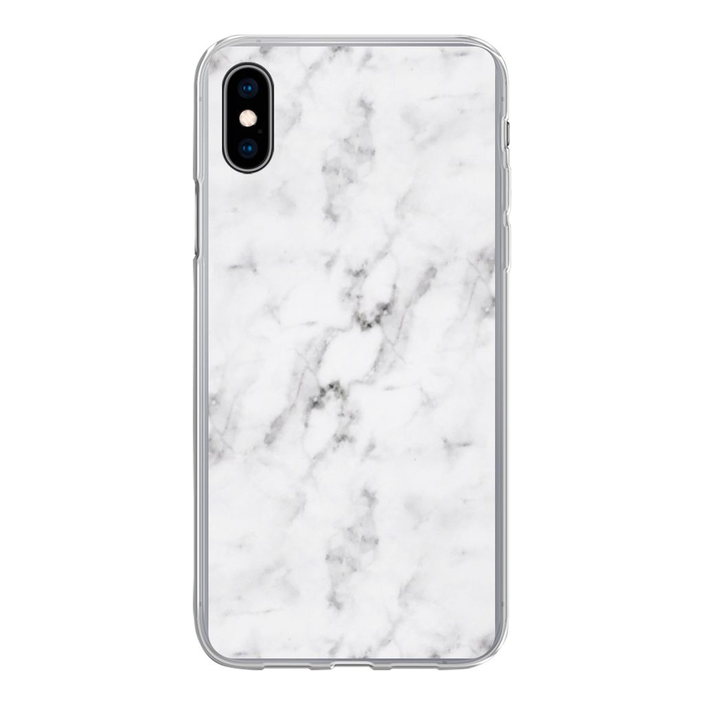 MuchoWow Handyhülle Schutzhülle Hülle für iPhone Xs Marmor - Luxus - Weiß - Grau - Marmoroptik Silikon Softcase Handy Hülle - Handytasche