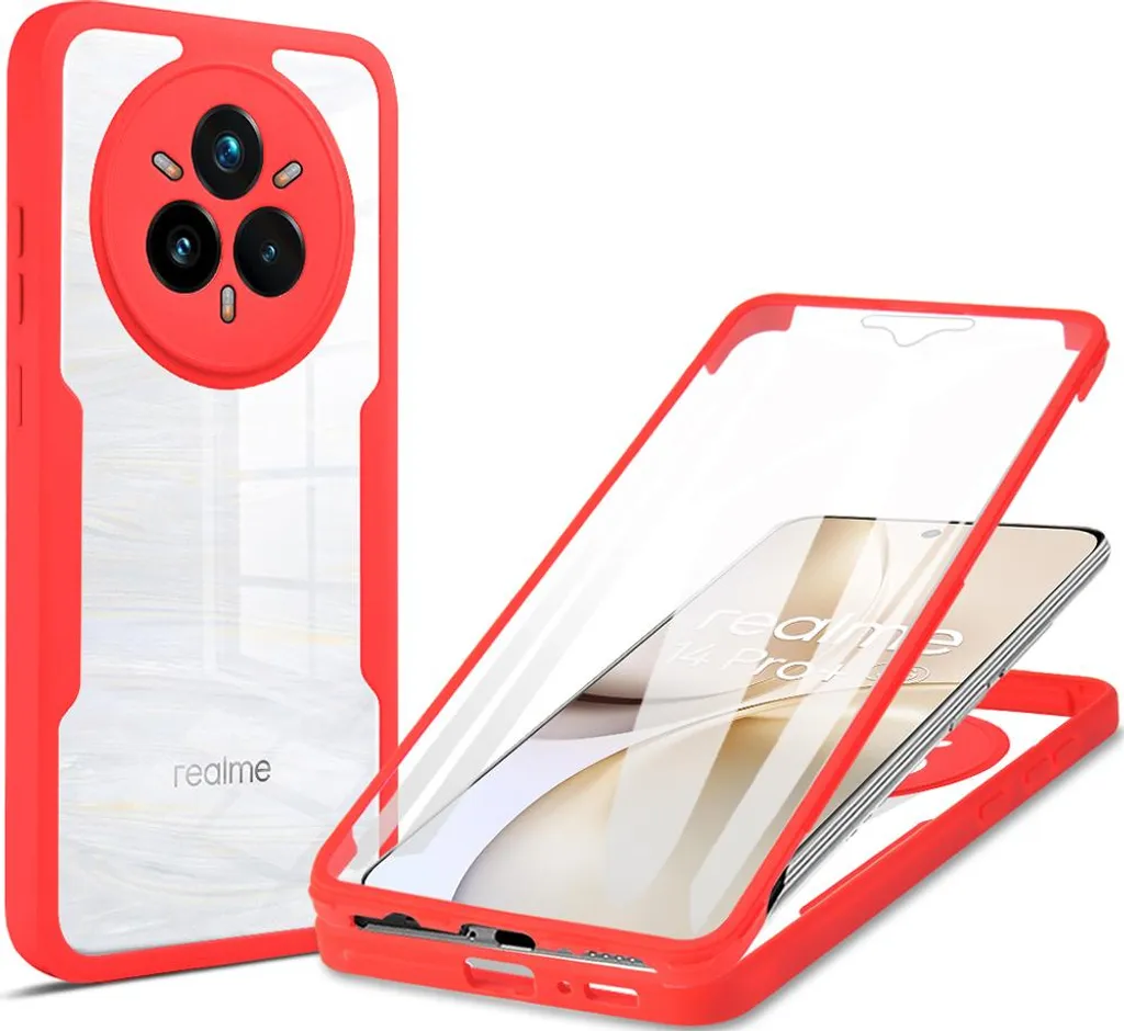 Custodia 360 Realme 14 Pro+ Rosso con Protezione Schermo Inclusa