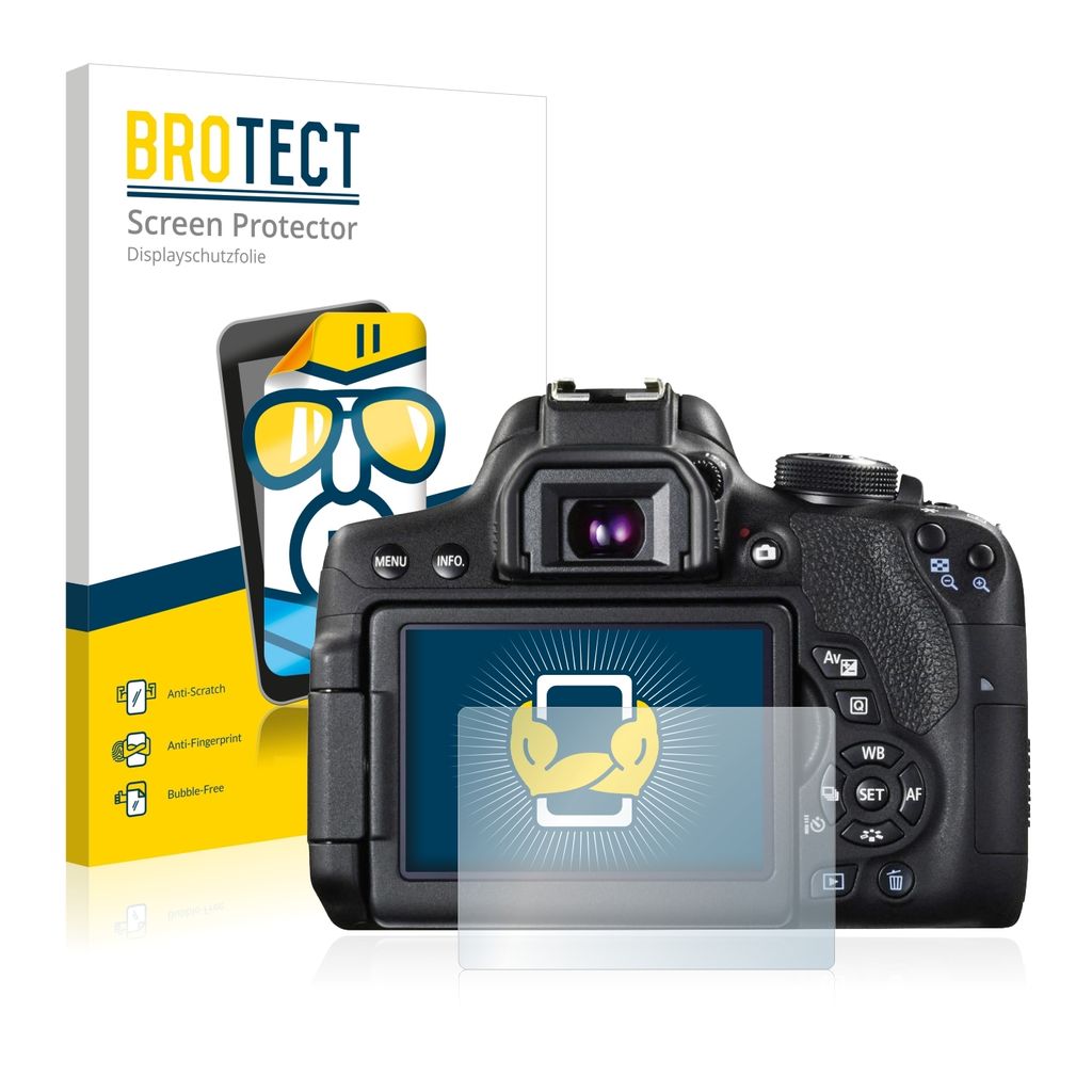 2x Für Canon EOS 750D Schutzfolie BROTECT Displayschutz Display Schutz Folie Klar Transparent
