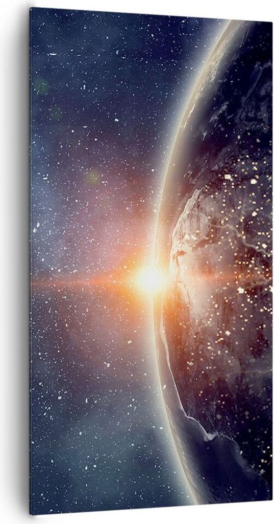Bild auf Leinwand - Leinwandbild - Einteilig - Kosmos Erde Sonne - 65x120cm - Wand Bild - Wanddeko - Wandbilder - Leinwanddruck - Bilder - Wanddeko...