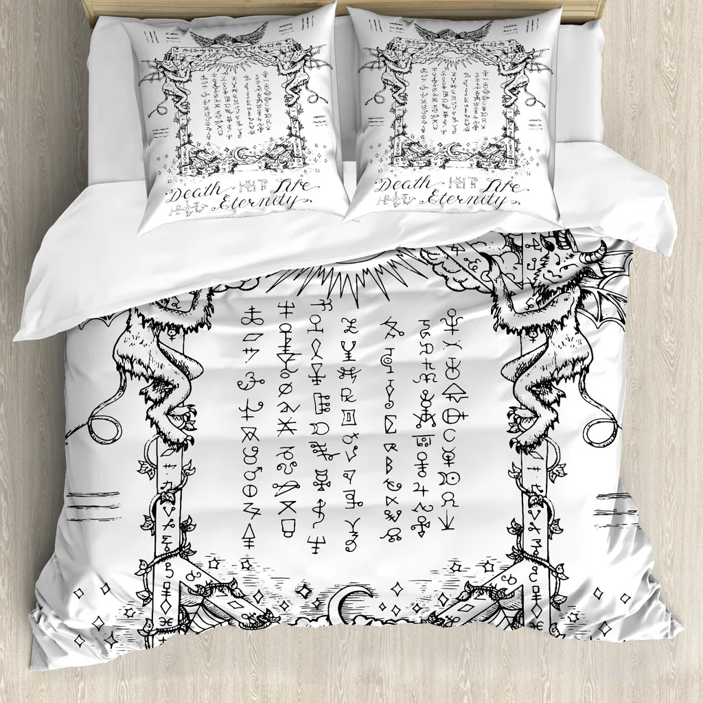 ABAKUHAUS Set Copripiumino Antiacaro Gotico Medievale Bianco