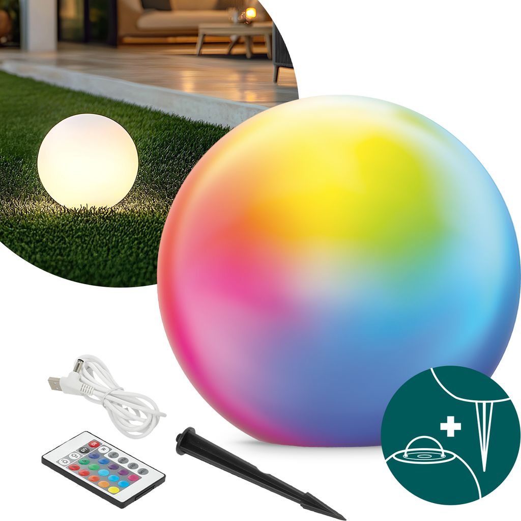 Lampa ogrodowa Solar LED GARDEN BALL 30cm 3000K+RGB Kobi Zdjęcie produktu 