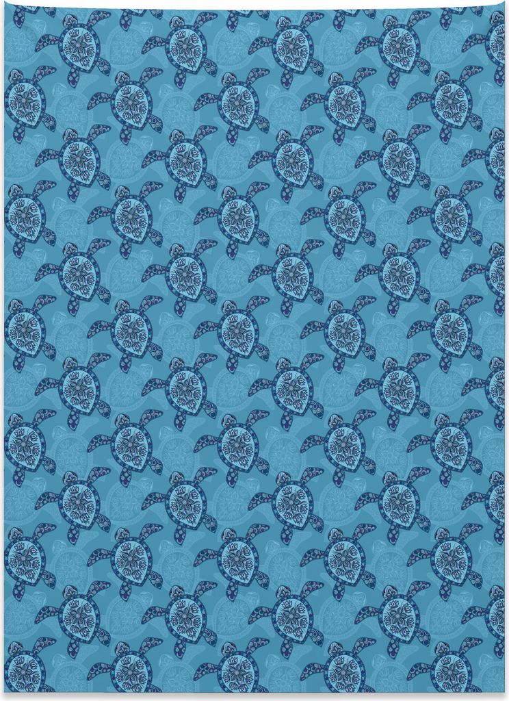 Abakuhaus Schildkröte Wandteppich, Wassertiere Blumen aus Weiches Mikrofaser Stoff Kein Verblassen Klare Farben Waschbar, 110 x 150 cm, Mehrfarbig