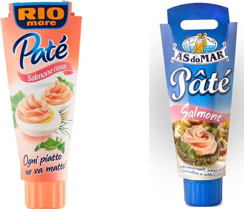 1x Rio Mare Patè Tonno Salmone rosa Lachs Thunfischcreme 100g Streichfähige + 1x AS do MAR Patè Salmone 100g