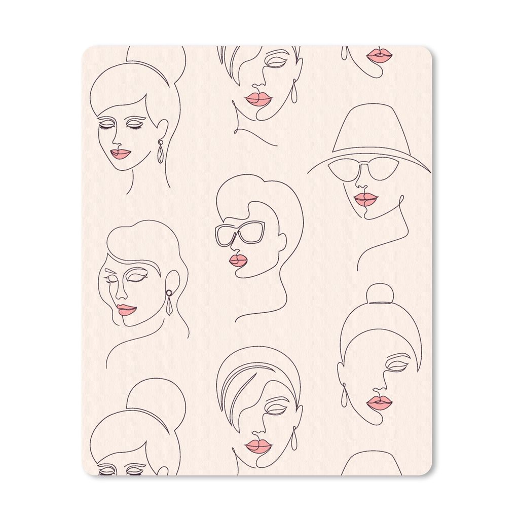 MuchoWow Mauspad Mousepad Frau - Linienkunst - Muster - Pastell 19x23 cm - Mousepads - Maus Mat - Pad - Mausunterlage - Mauspads - Spielen