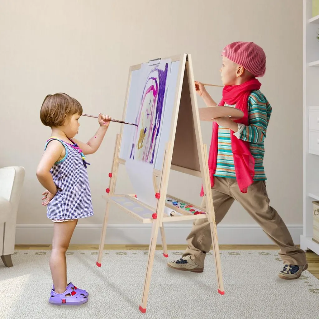 Grand tableau d'éveil artistique en bois pour enfant avec accessoires