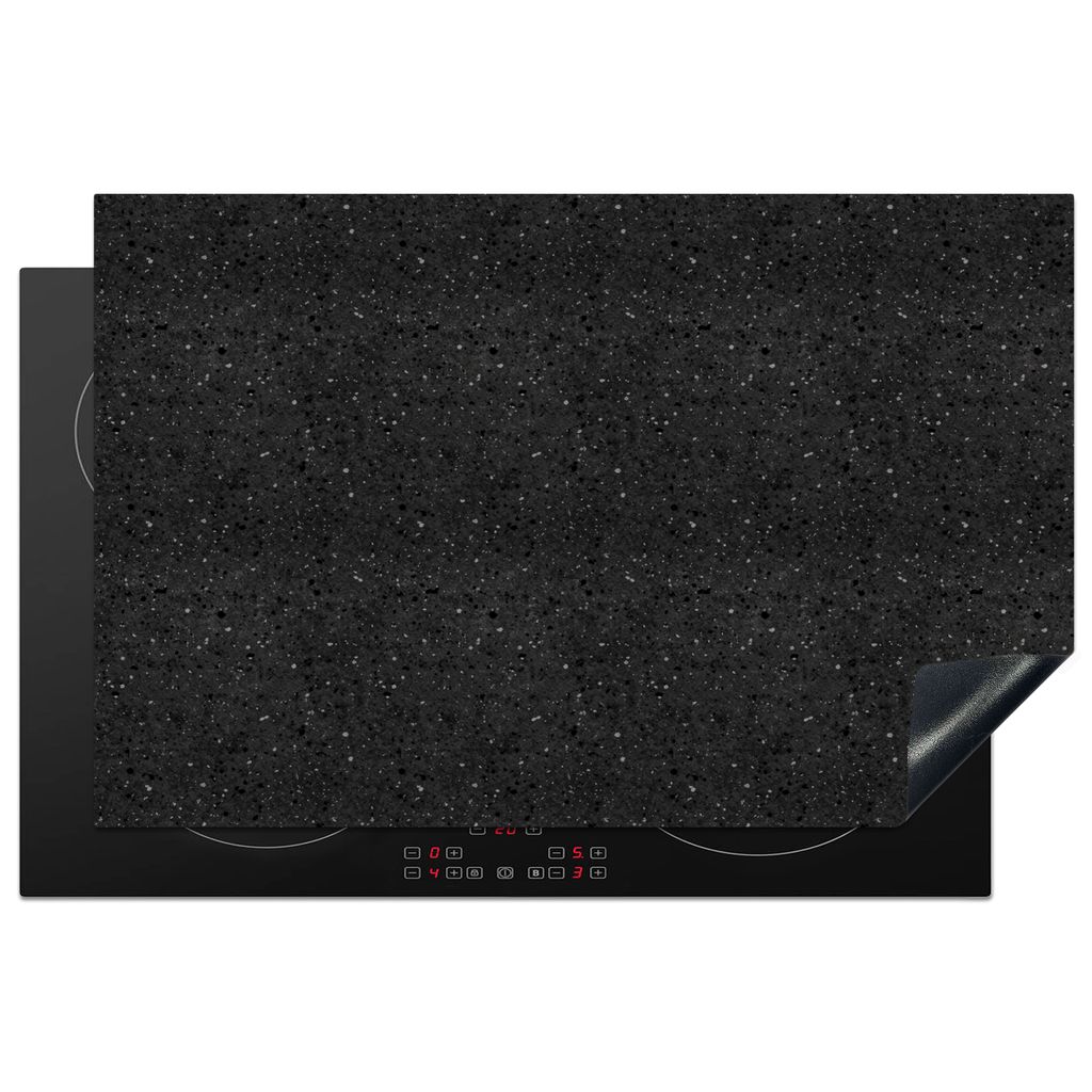 KitchenYeah Herdabdeckplatte Granit - Schwarz - Grau , 80x52cm, Küche Deko, Glaskeramikkochfeld Herdabdeckung, Abdeckplatte fùr Kochfeld