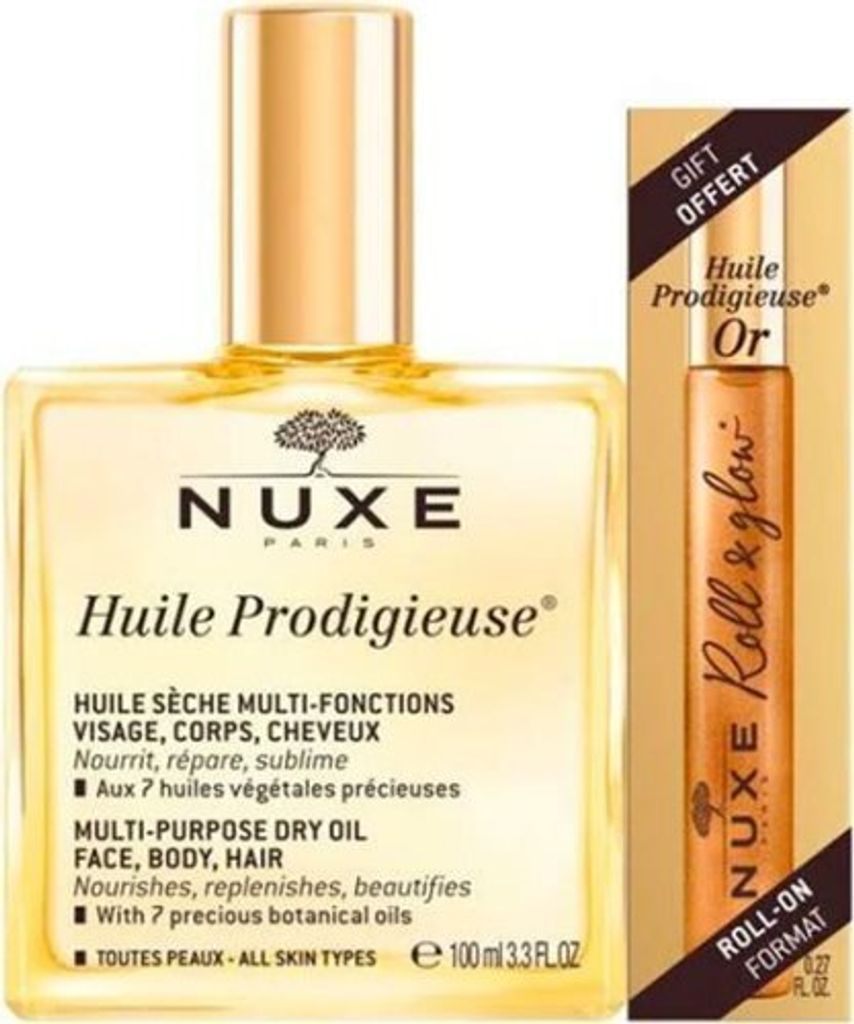 NUXE HUILE PRODIGIUSE HUILE SECHE 100ML + Roll & Glow 8ml Image du produit 