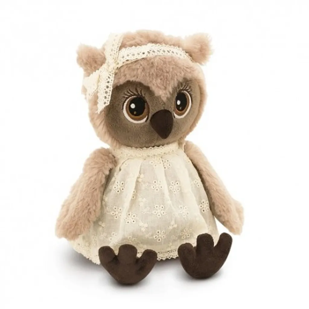 Hibou peluche Sonya 25cm : Finition dentelle premium et design chic