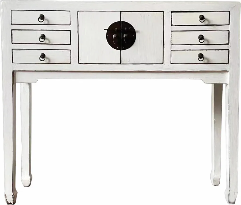 Commode d'entrée étroite 100cm bois blanc pour petit espace de rangement
