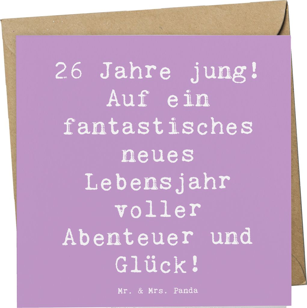 Mr. & Mrs. Panda Grußkarte Spruch 26. Geburtstag - Lavendeltraum - Geschenk, Meilenstein, 26 Jahre, doppelkarte, faltkarte, liebevoll, Freundschaf...
