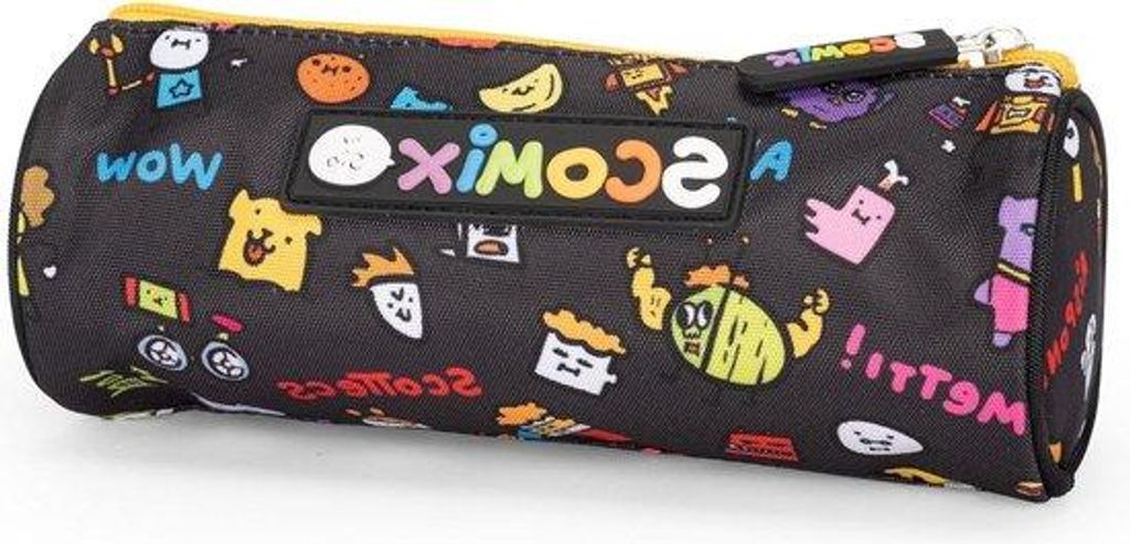 Kompakte Schultasche 22x8cm Schwarz Mehrfarbig Reißverschluss