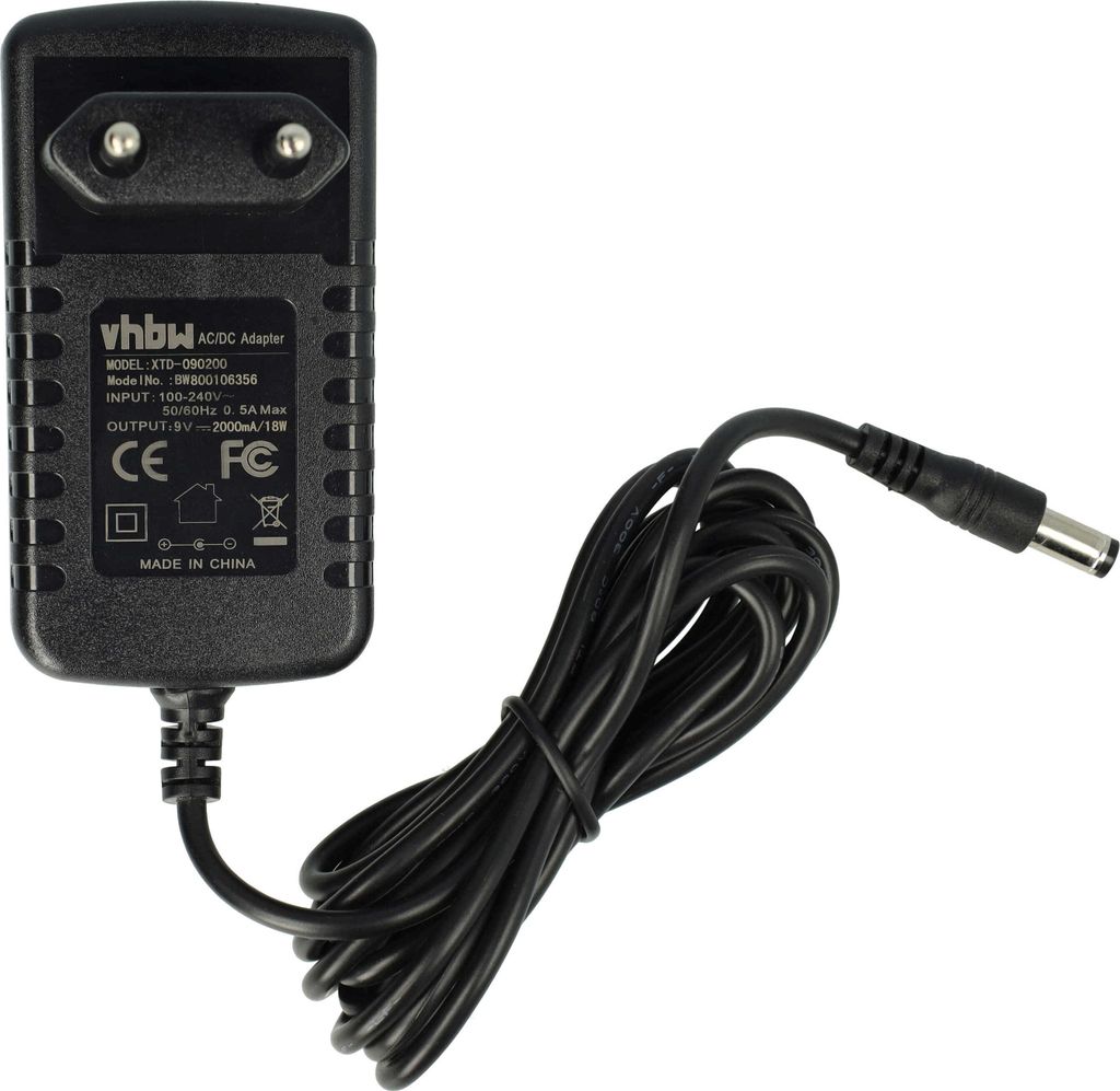 vhbw Netzteil kompatibel mit Brother P-Touch 60, Cube, 7100VP, 3000, 65, D200, 900, 90, E110, 80, D210, 7100, E100 Elektrogeräte - AC/DC Netzadapter