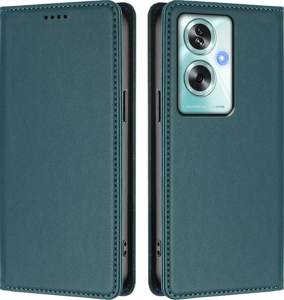 Custodia in pelle per Oppo A79 5G, custodia magnetica in Finto cuoio con supporto Verde