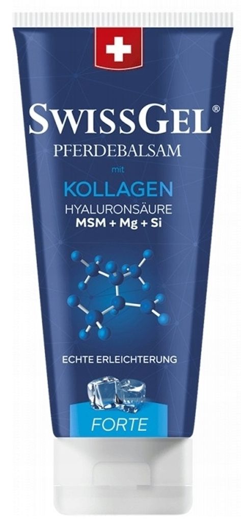 A tube of SwissGel Pferdebalsam with Collagen.