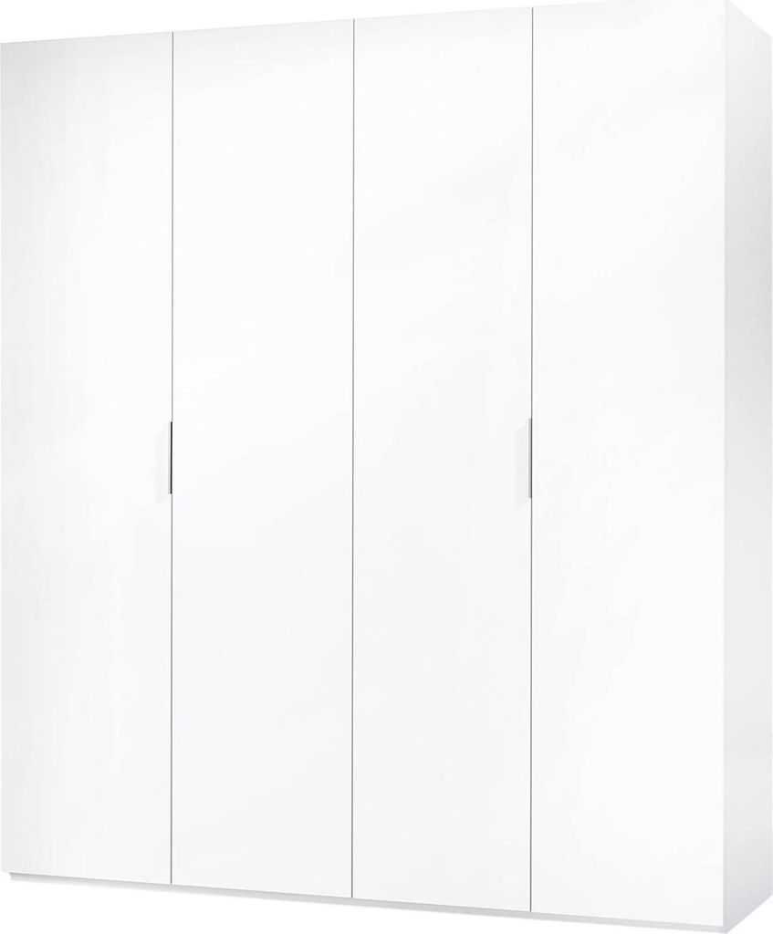 Garderobe Dfusell, Schlafzimmerschrank mit 4 Flügeltüren, Schrank mit 2 Einlegeböden und Kleiderstange, 180x52h200 cm, Weiß