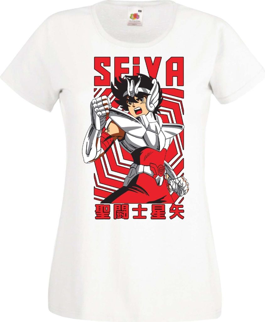 Damen T-Shirt Manga Anime Saint Anime Seiya Pegasus 02 Saint Seiya, Lady S / Weiß