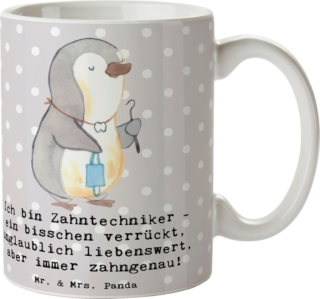 Mr. & Mrs. Panda Tasse Zahntechniker Spaß - Grau Pastell - Geschenk, Becher, Beruf, Spruch, Zahnheilkunde, Zahnärzte, Geschenke für, Zahnmedizin...