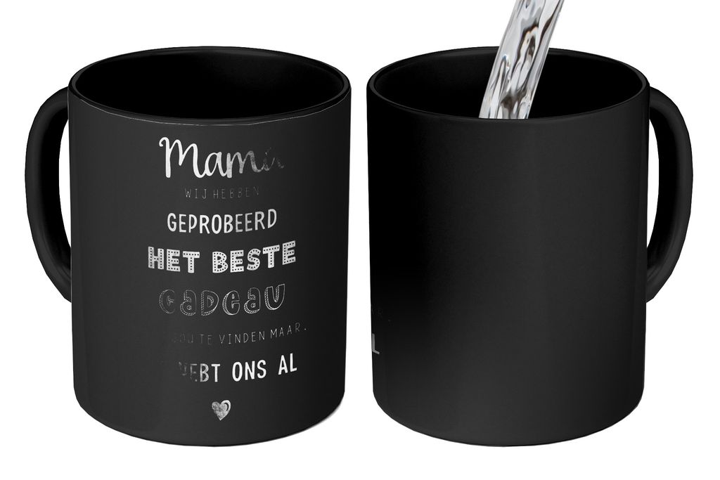 KitchenYeah Zauber Tasse Zaubertasse Magic Mutter - Mutter - Zitate - Geschenk zum Muttertag - Schwarz und weiß 350 ml Farbwechsel Becher Gesche...