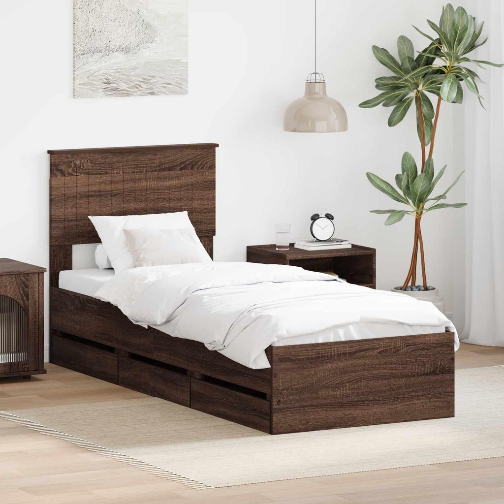 Maison Exclusive - Bettrahmen Braun Eichen-Optik 75 x 190 cm Ingenieurs Holz