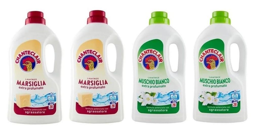 Chanteclair Lavatrice Testpaket Marseille + Weißer Moschus- Flüssigwaschmittel für die Waschmaschine - Waschmittel 28 Wäschen 4x 1260ml