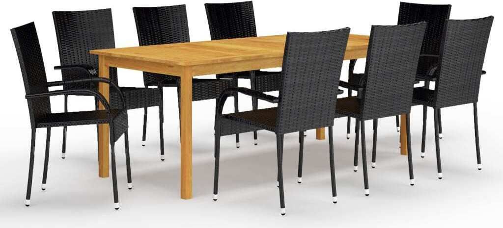 The Living Store 9-tlg. Garten-Essgruppe Schwarz