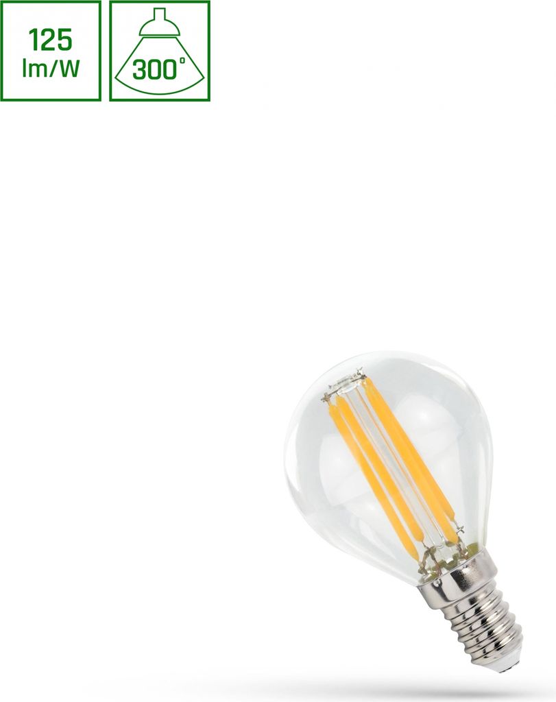 Spectrum LED E14 G45 Tropfen Filament Klar 4W = 41 Watt 500lm 300° Warmweiß 2700K