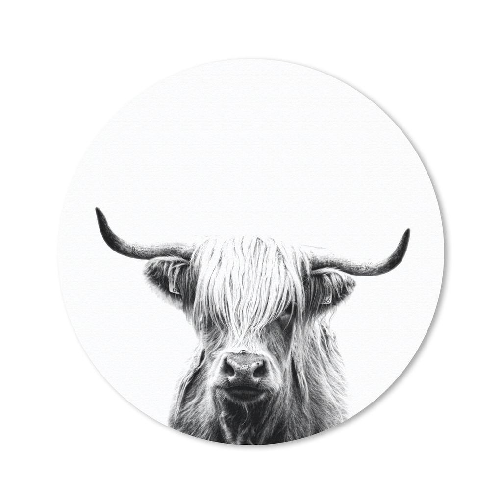 MuchoWow Mauspad Mousepad Schottischer Highlander - Horn - Schwarz - Weiß 30x30 cm - Mousepads - Maus Mat - Pad - Mausunterlage - Tischunterlage...