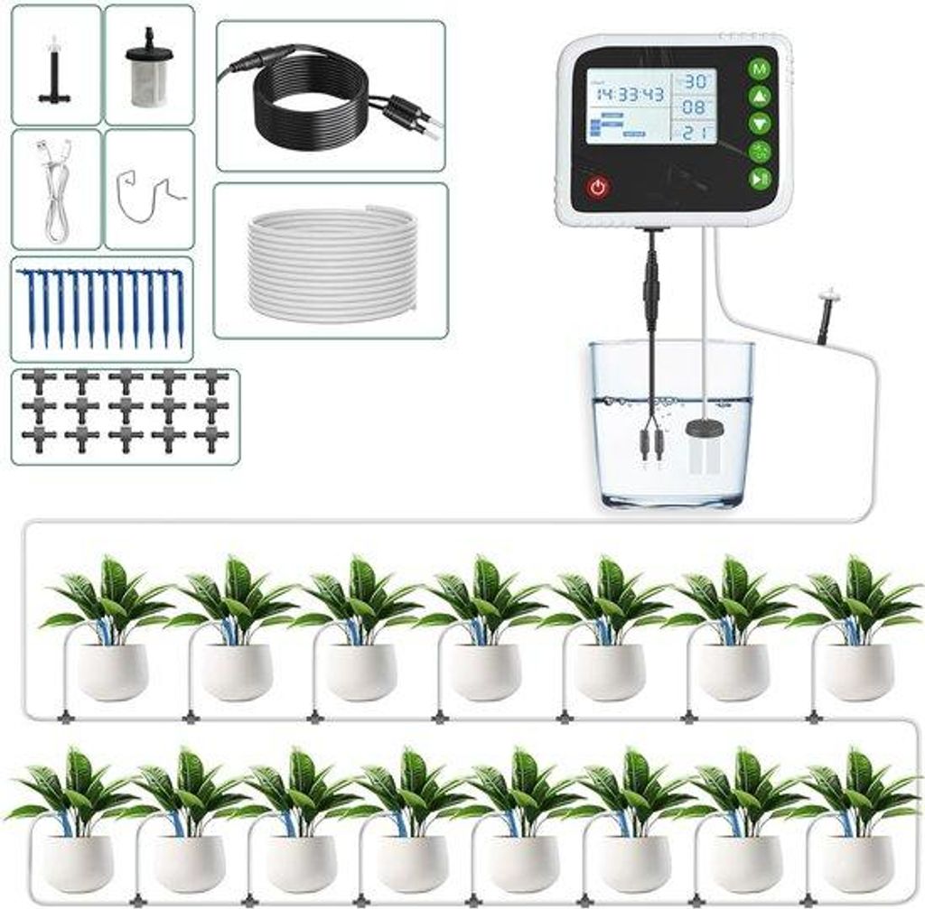Automatisches Bewässerungssystem für Innen und Außen, Garten, Balkon, Rasen, Pflanzen