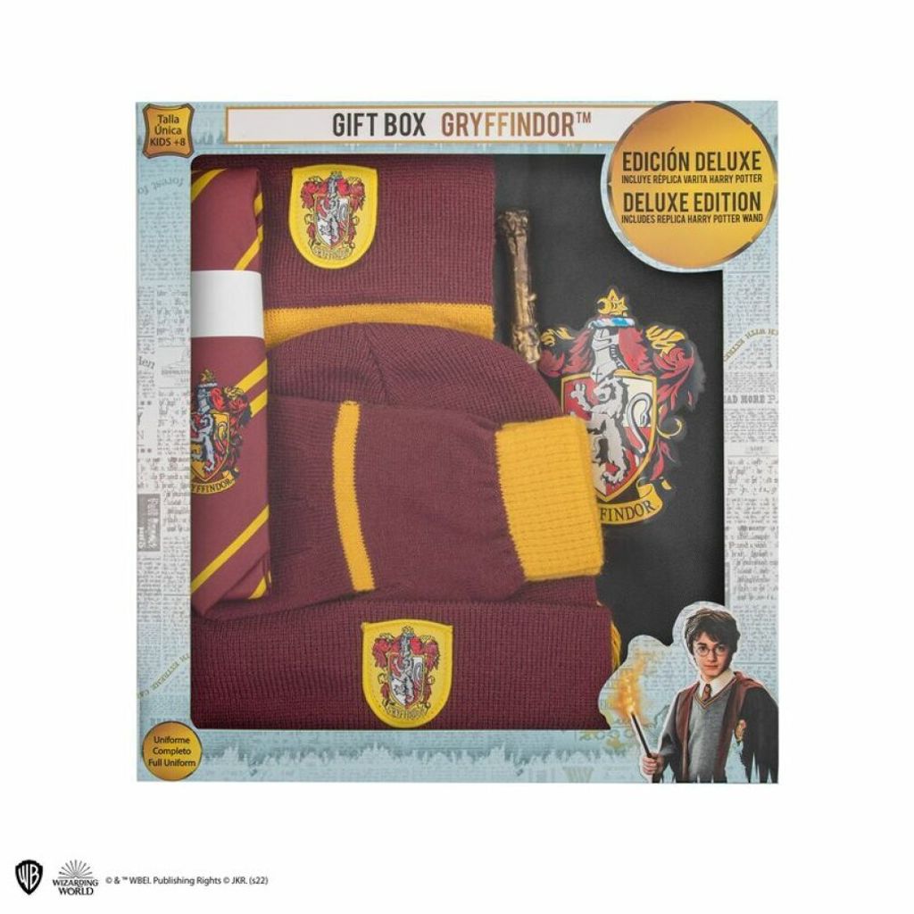 Cineréplicas Brandecision – Deluxe-Geschenkbox Harry Potter (Gryffindor) Umhang, Krawatte, Mütze, Handschuhe, Schal und Zauberstab, 8436561073122