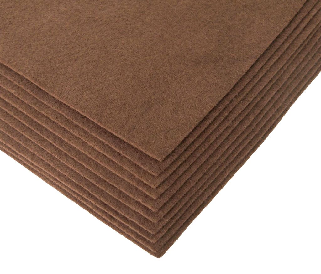 Bastelfilz Bögen 10er-Pack flex Filz DIN A4, Stärke 1,5-2mm, Filzplatte, rehbraun