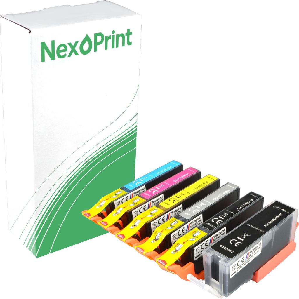 NexoPrint PGI-530+CLI-531 Multipack KCMY GY PGBK (Schwarz + Farbe) Druckerpatronen kompatibel zu Canon Pixma TS 8552 Pixma TS 8750 Pixma TS 8751 - ...