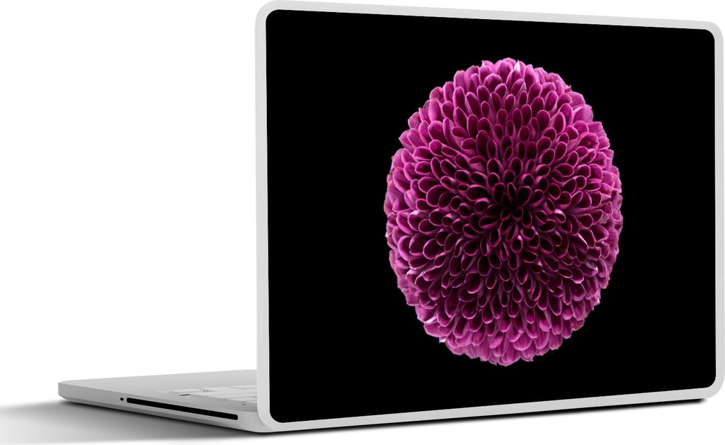 MuchoWow Laptop Aufkleber Sticker Cover Eine kugelförmige lila Chrysanthemenblüte auf schwarzem Hintergrund 32.5x23.5 cm - Sticker für Laptop ...