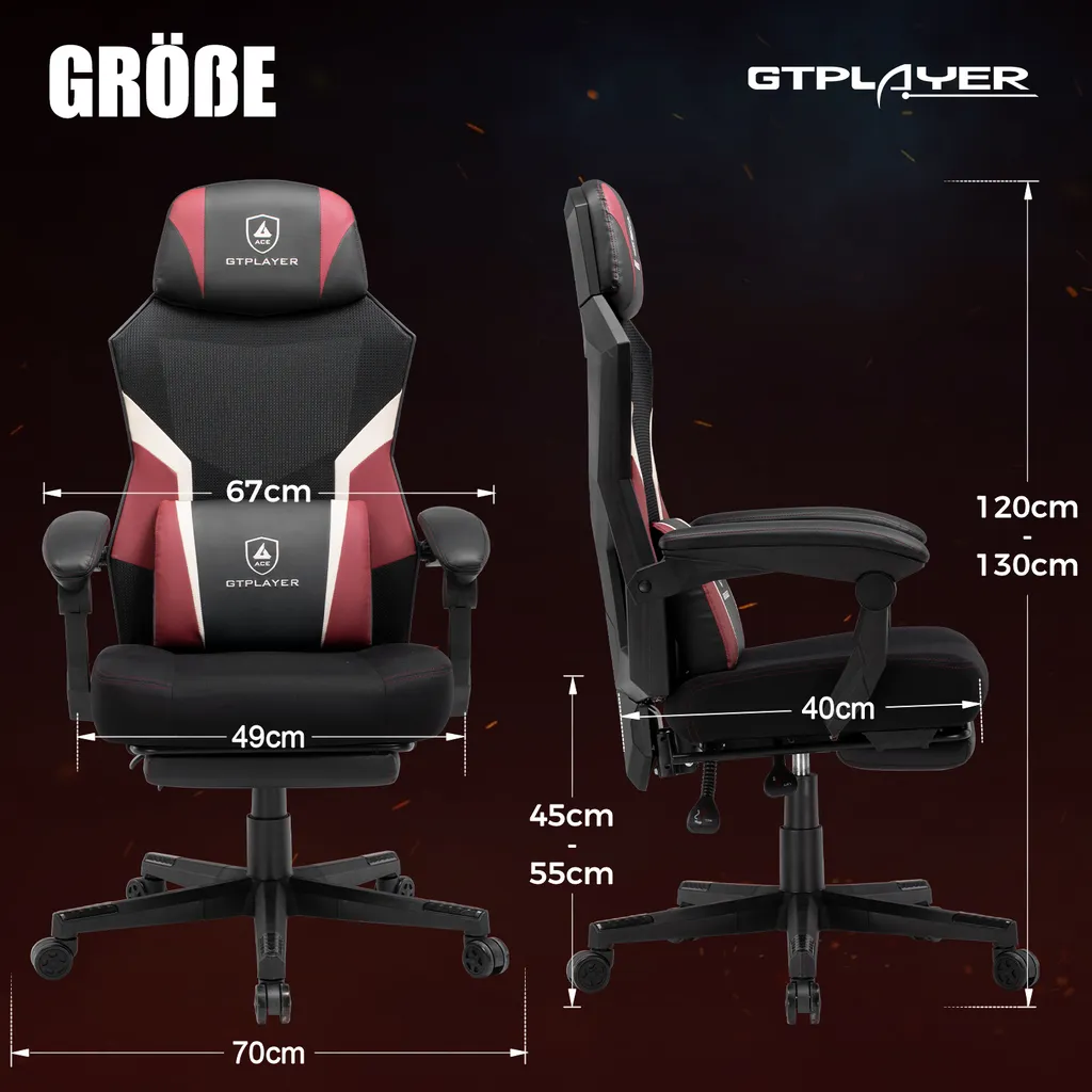 Poltrona Gaming GTPLAYER Rosso Tessuto: Relax e Studio in Casa - 9