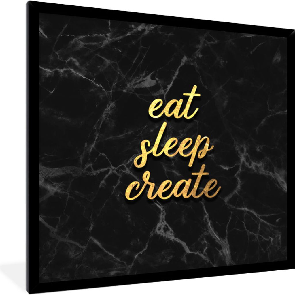 MuchoWow® Gerahmtes Poster Zitat - Schlaf - Gold - Marmor Produktbild 