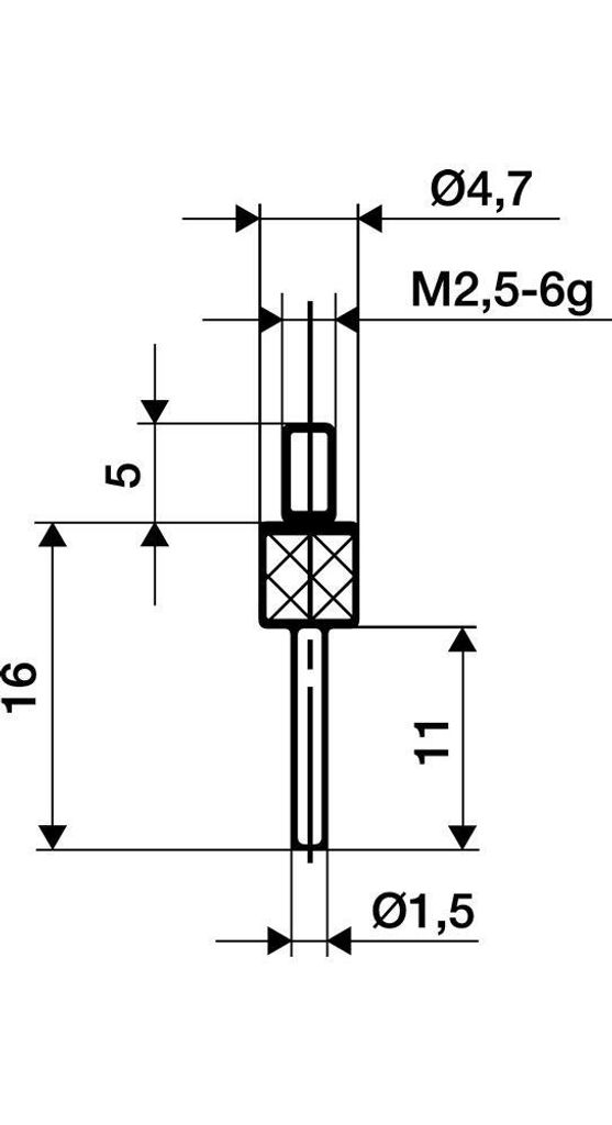 Messeinsatz 1,5 mm Lnge 11 mm Stift M2,5 Stahl passend zu Messuhren