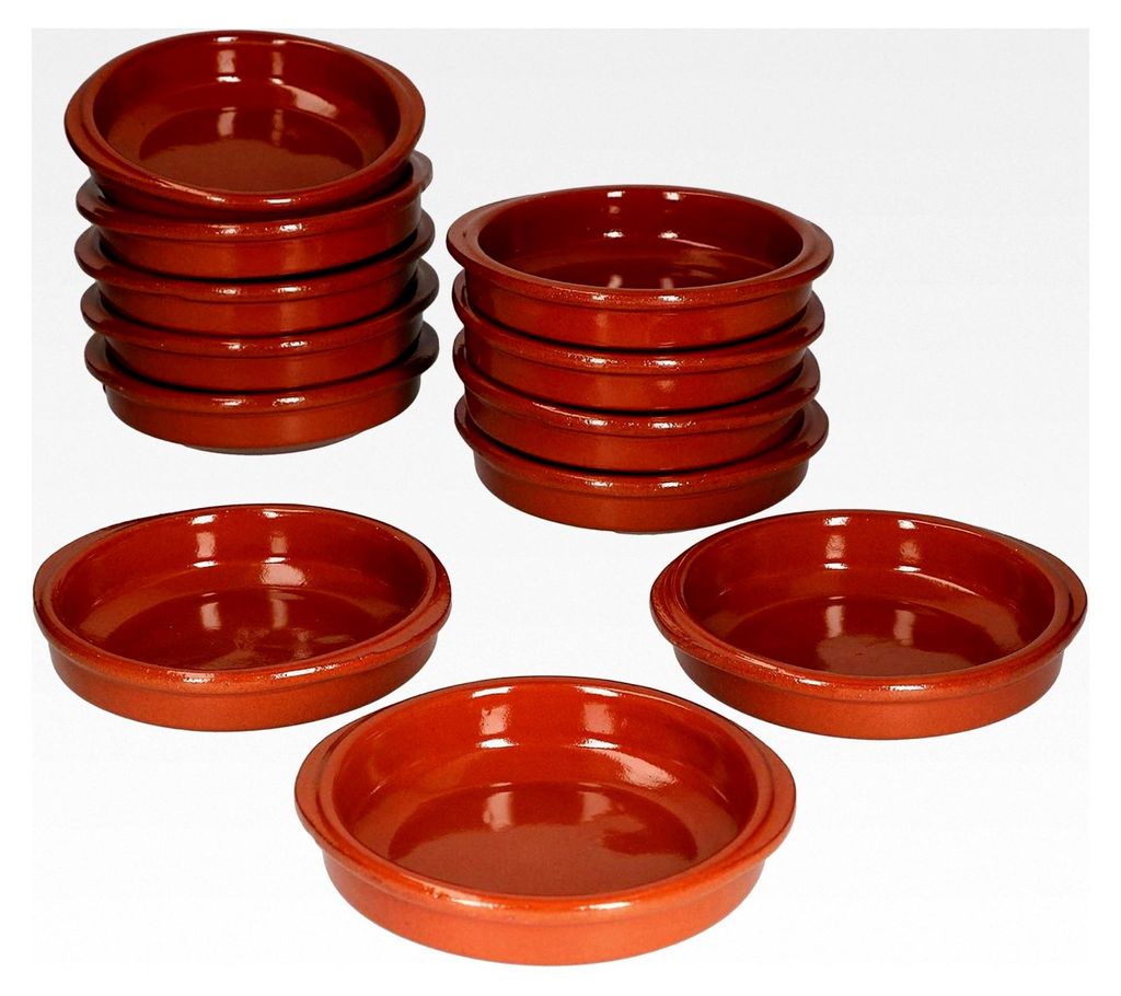 Cazuela mit Griff 12er Set Schalen Bernd 100ml Auflaufform rund 12cm aus glasiertem Ton Größe S hitzebeständig für Auflauf Tiramisu Fingerfood ...